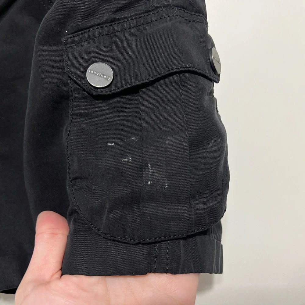 Sanctuary Womens Y2K Cargo‎ Shorts Size 27 Black Utility Pockets Mini Gorpcore